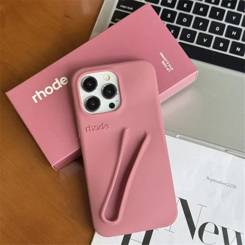 Rhode Case for iPhone 15 16 Pro Max 14 Plus 13 12 11 ProMax Lipstick Soft Silicone Portable Lip Gloss Holder Ins Hot Cover Funda