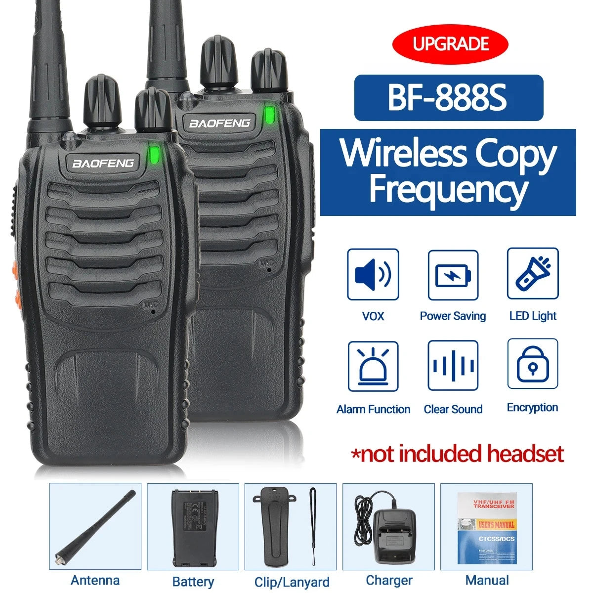 2/4PCS Baofeng BF-888S Pro Walkie Talkie Wireless Copy Frequency Long Range Portable Upgrade BF 888S Ham Two Way Radio Hunting