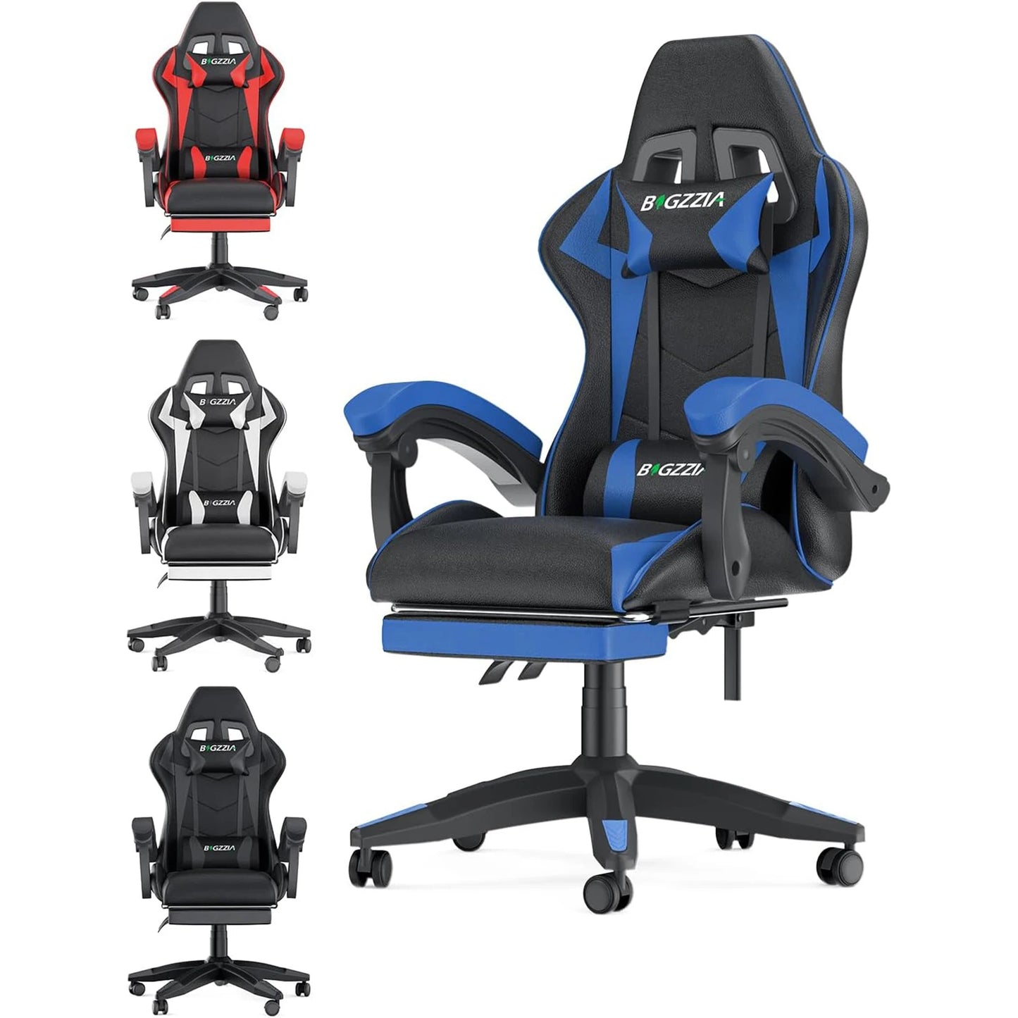 Gaming Chair with Footrest Gamer Chairs Ergonomic with Lumbar Cushion Headrest Gaming Chair Height Adjustable Computer Chair