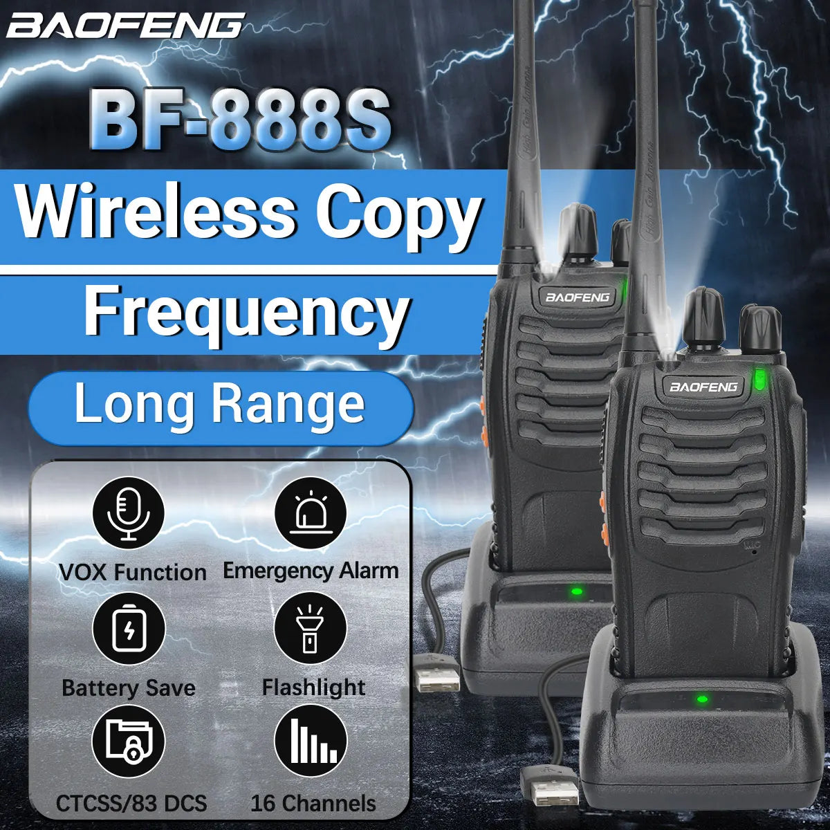 2/4PCS Baofeng BF-888S Pro Walkie Talkie Wireless Copy Frequency Long Range Portable Upgrade BF 888S Ham Two Way Radio Hunting