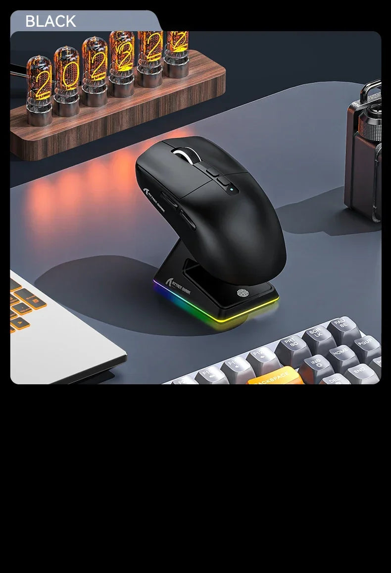 Attack Shark X6 PAW3395 2.4G Wireless Bluetooth Mouse Tri-Mode Connectivity  RGB Touch Magnetic Charging Dock Macro Gaming Mouse