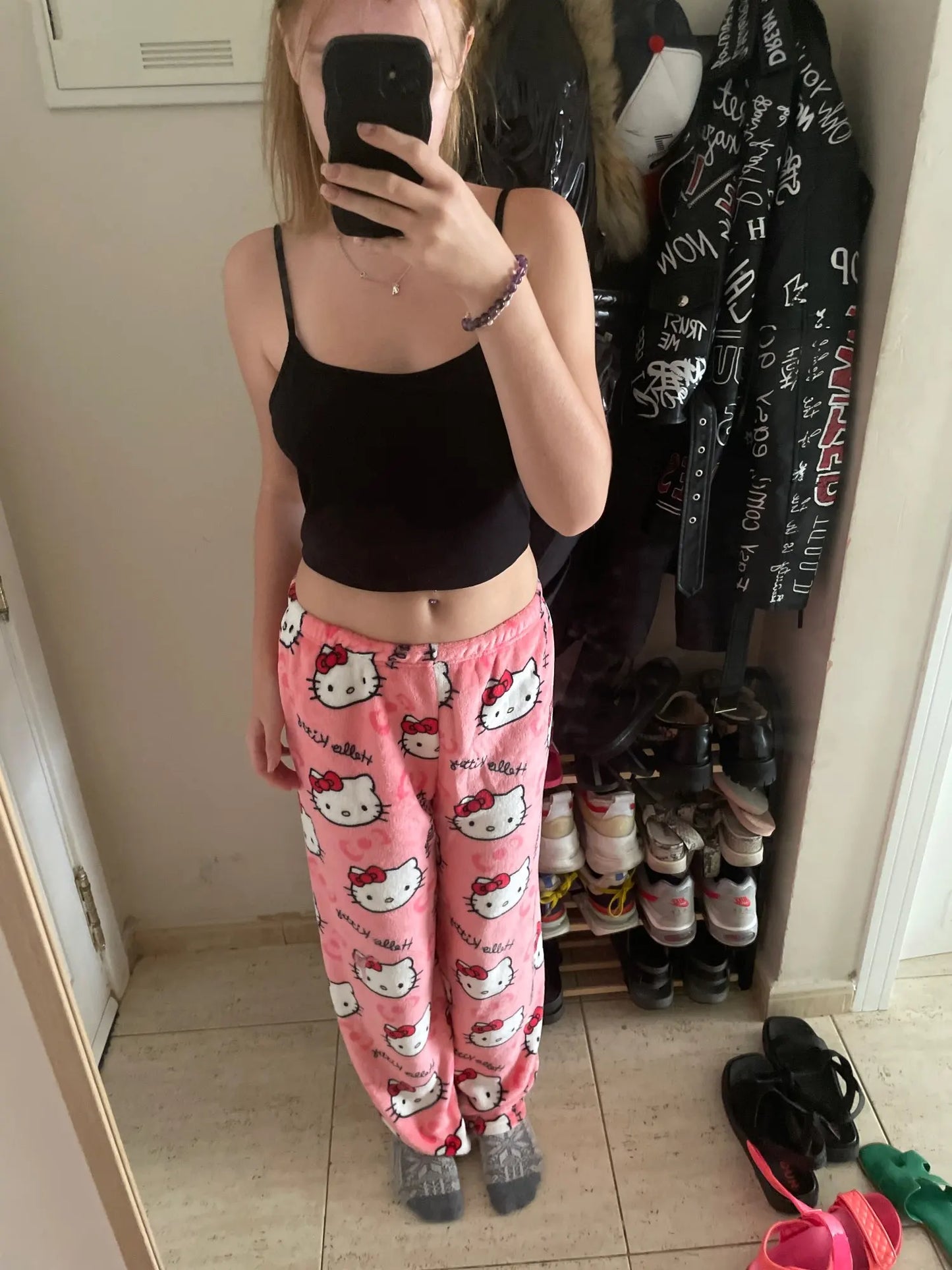 Y2K Hello Kitty Pajamas Pants Sanrio Anime Women's Pajama Pants Cartoon Couple Home Sleepwear Trousers Leisure Home Clothing