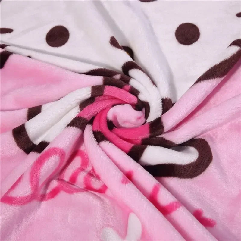 Hello Kitty Soft Fluffy Blanket Sanrio Cartoon Cute Plush Kawaii Blanket Perfect for Girls Multifunctional Blanket Birthday Gift