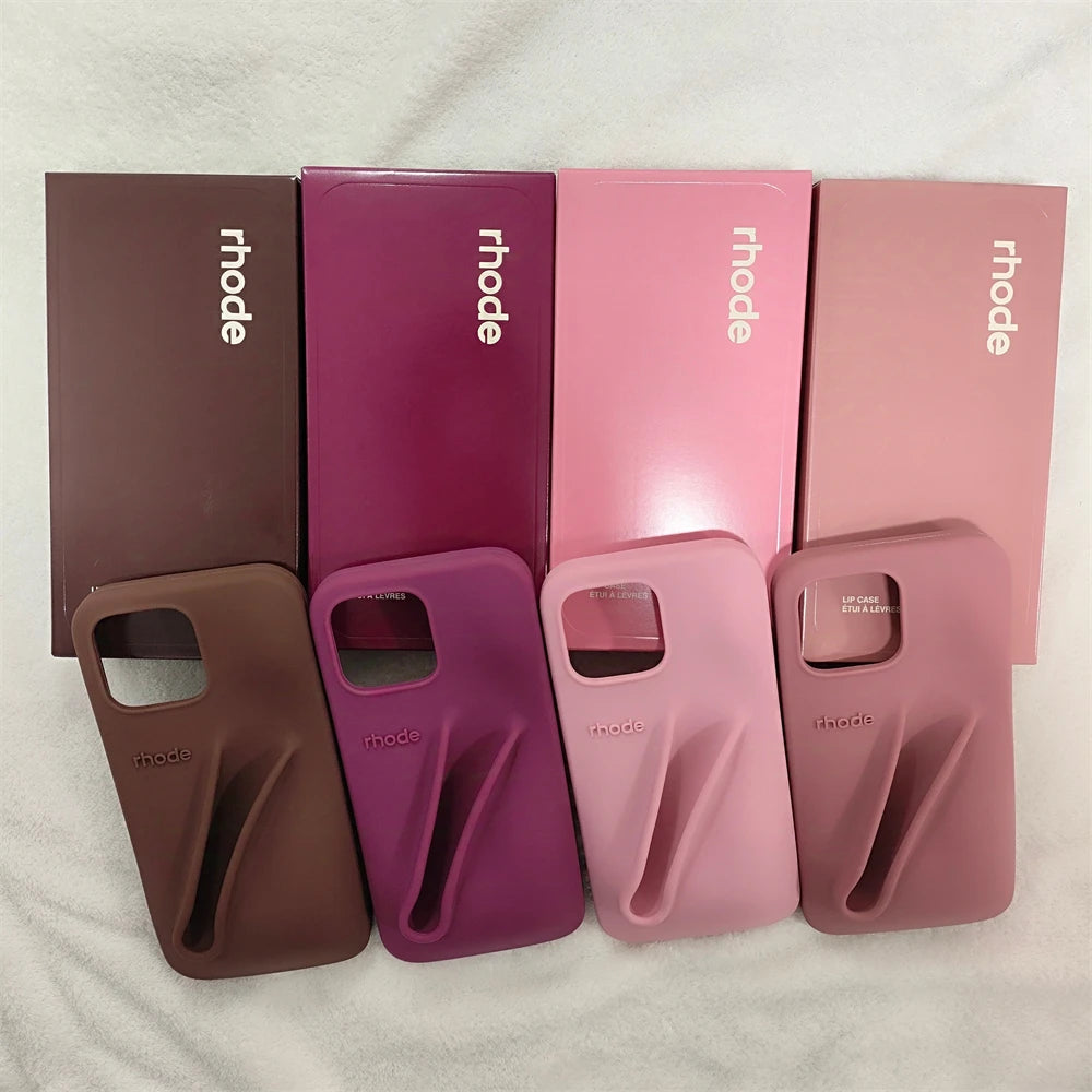 INS New Color Lipstick Silicone DIY Rhode Phone Case For iPhone 16 15 14 13 12 11 Pro Max Plus With Box Lip Gloss Holder Cover