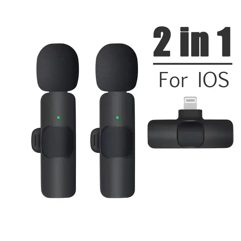 Wireless Lavalier Microphone Audio Video Recording Mini Microphone for iPhone Android Phone Live Broadcast Gaming Mic Portable