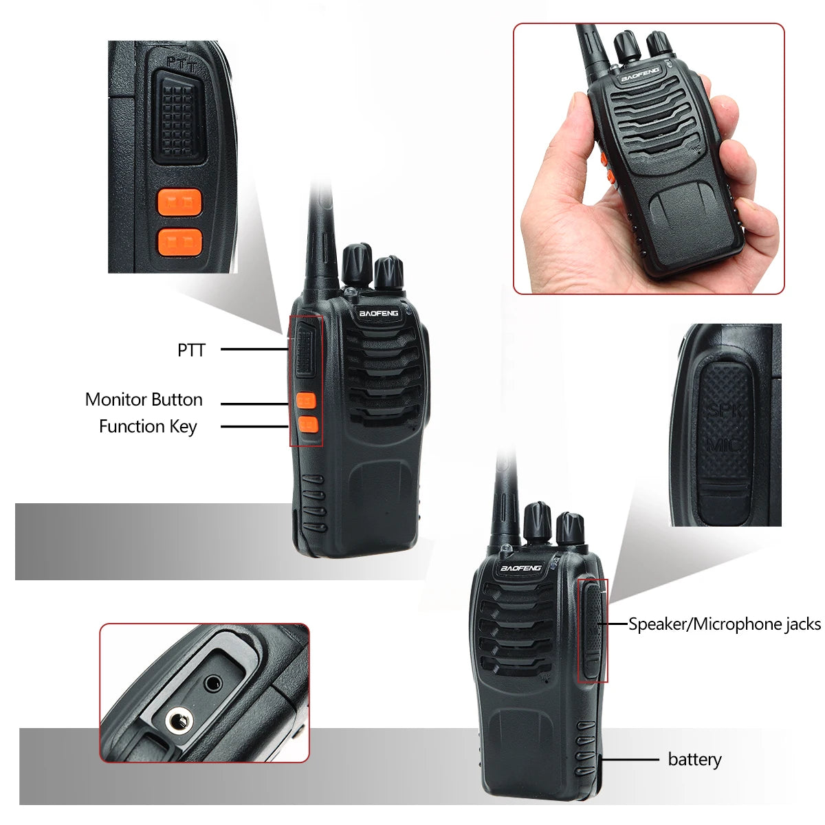 2/4PCS Baofeng BF-888S Pro Walkie Talkie Wireless Copy Frequency Long Range Portable Upgrade BF 888S Ham Two Way Radio Hunting