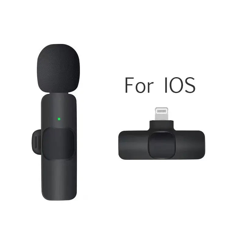 Wireless Lavalier Microphone Audio Video Recording Mini Microphone for iPhone Android Phone Live Broadcast Gaming Mic Portable