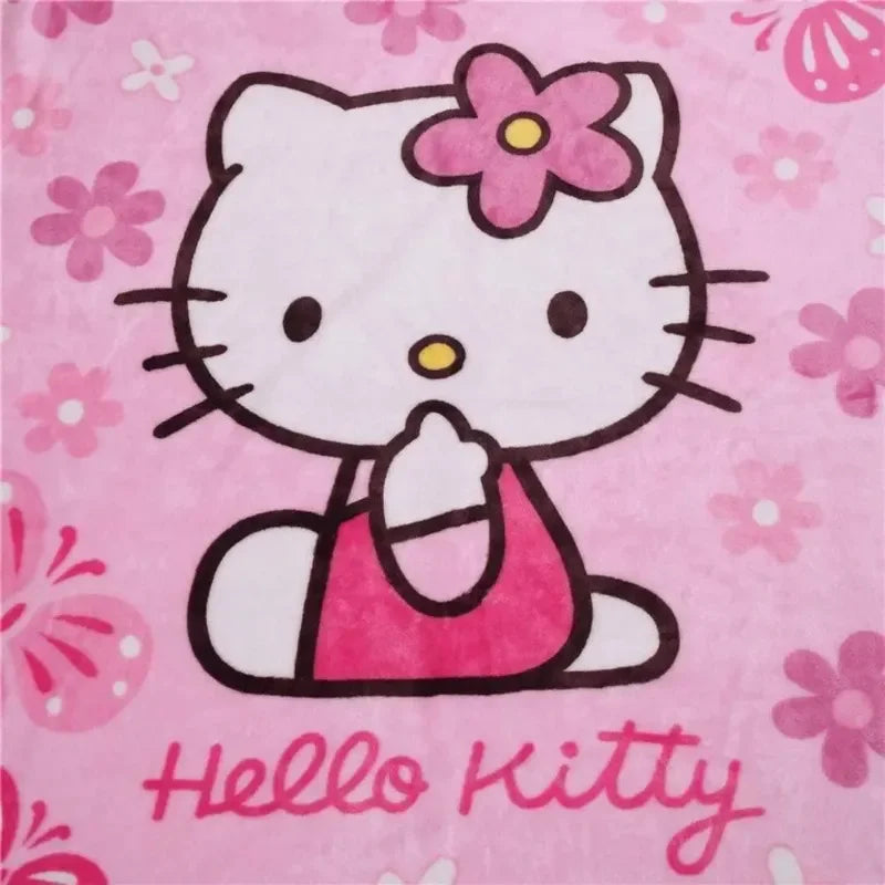 Hello Kitty Soft Fluffy Blanket Sanrio Cartoon Cute Plush Kawaii Blanket Perfect for Girls Multifunctional Blanket Birthday Gift