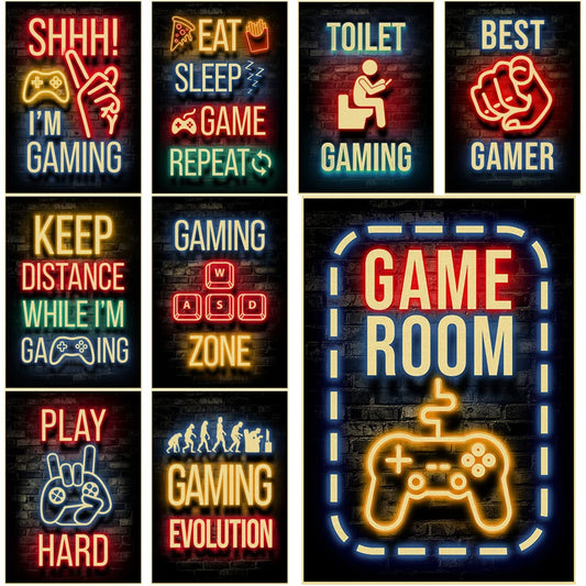 Retro Gaming Quotes Posters Gamer Slogan Kraft Paper Prints DIY Funny Vintage Home Game Room Aesthetic Art Wall Decor Paintings