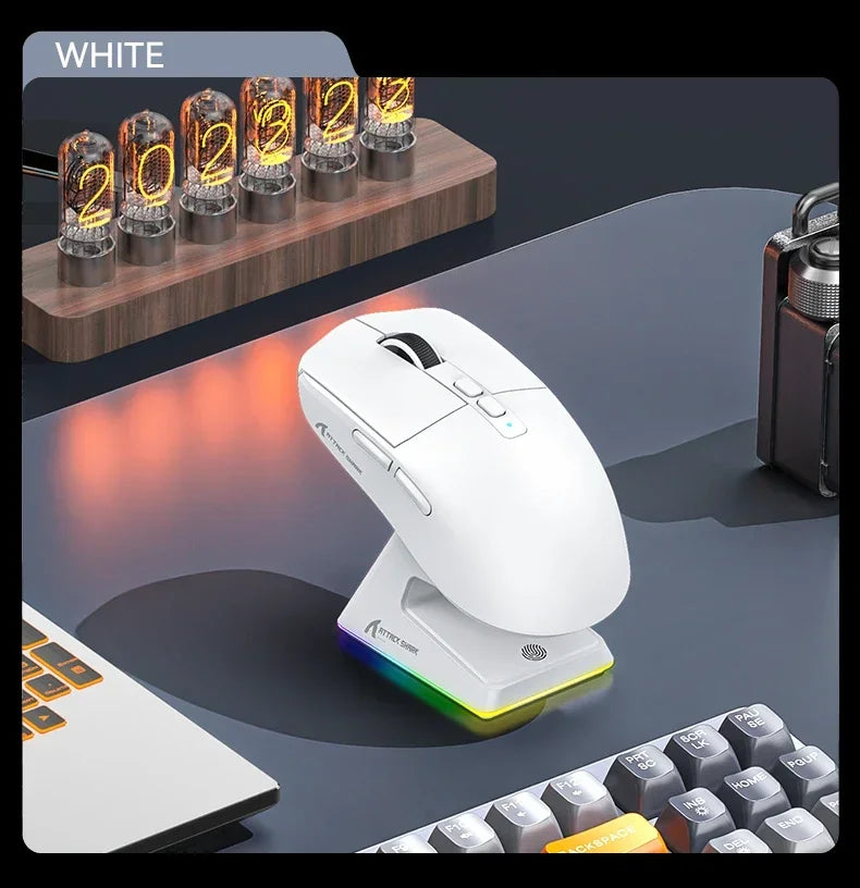 Attack Shark X6 PAW3395 2.4G Wireless Bluetooth Mouse Tri-Mode Connectivity  RGB Touch Magnetic Charging Dock Macro Gaming Mouse