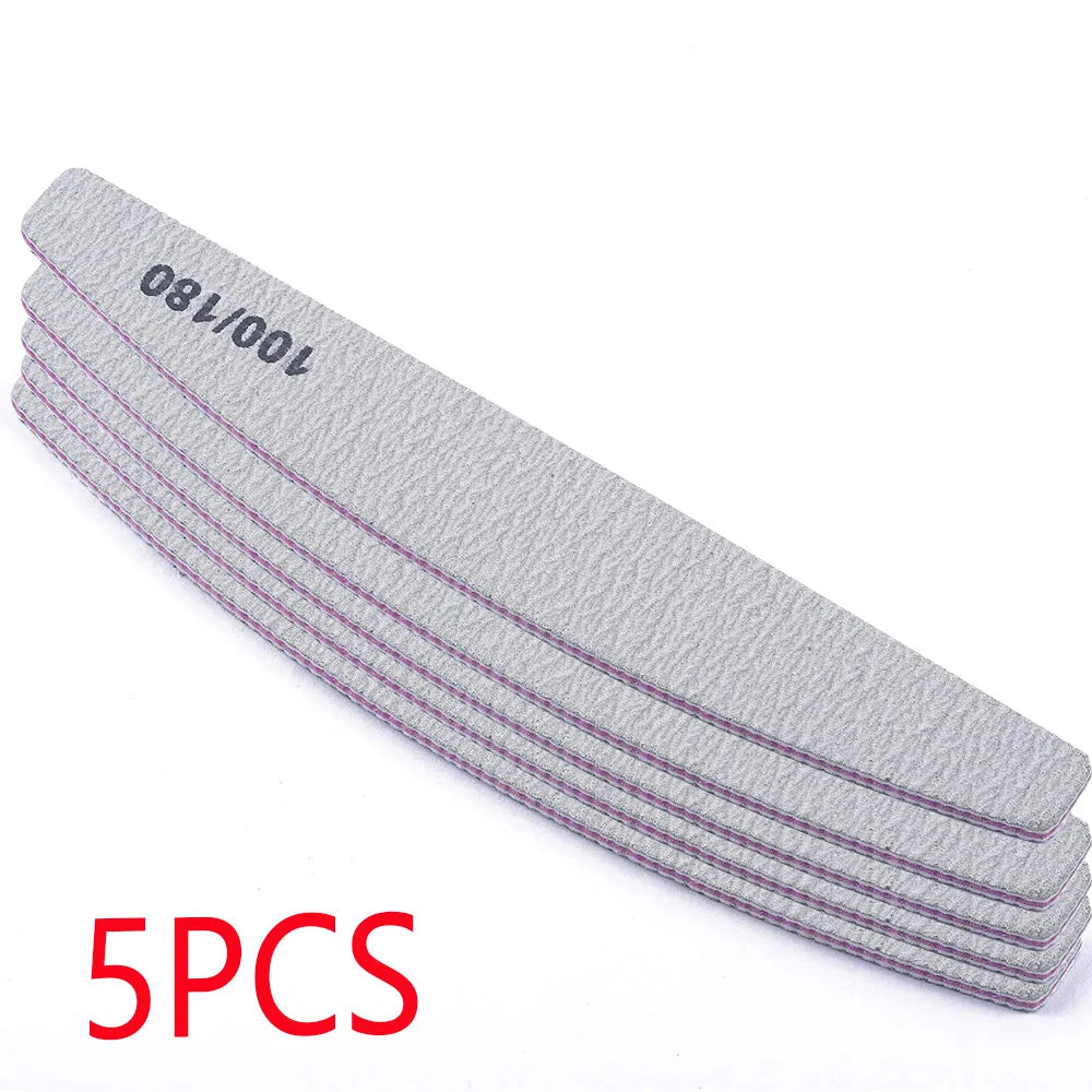 5Pcs/Lot Nail File Mix Color Limas 80/100 Grit Professional Sandpaper Cuticle Remover Buffer Files Manicure Tool Set