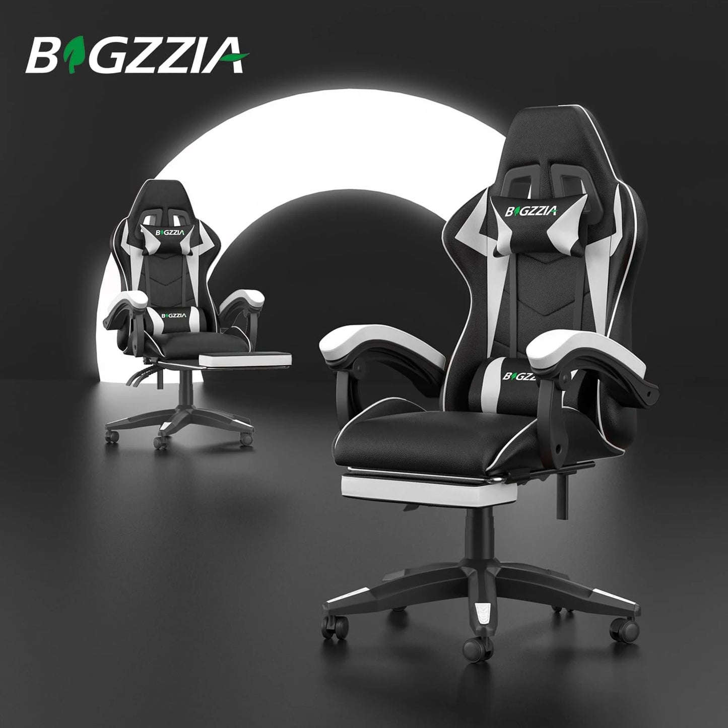 Gaming Chair with Footrest Gamer Chairs Ergonomic with Lumbar Cushion Headrest Gaming Chair Height Adjustable Computer Chair