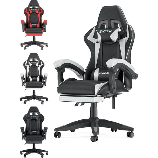 Gaming Chair with Footrest Gamer Chairs Ergonomic with Lumbar Cushion Headrest Gaming Chair Height Adjustable Computer Chair