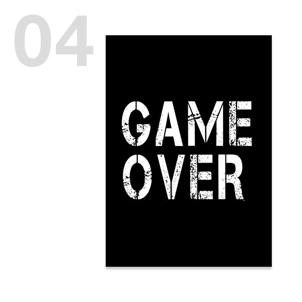 Black White Game Controller Wall Art Posters and Prints Canvas Paintings Mural Pictures for Playroom Decor Gaming Players Gift