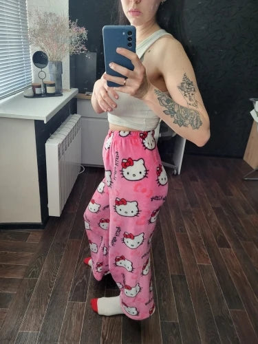 Y2K Hello Kitty Pajamas Pants Sanrio Anime Women's Pajama Pants Cartoon Couple Home Sleepwear Trousers Leisure Home Clothing